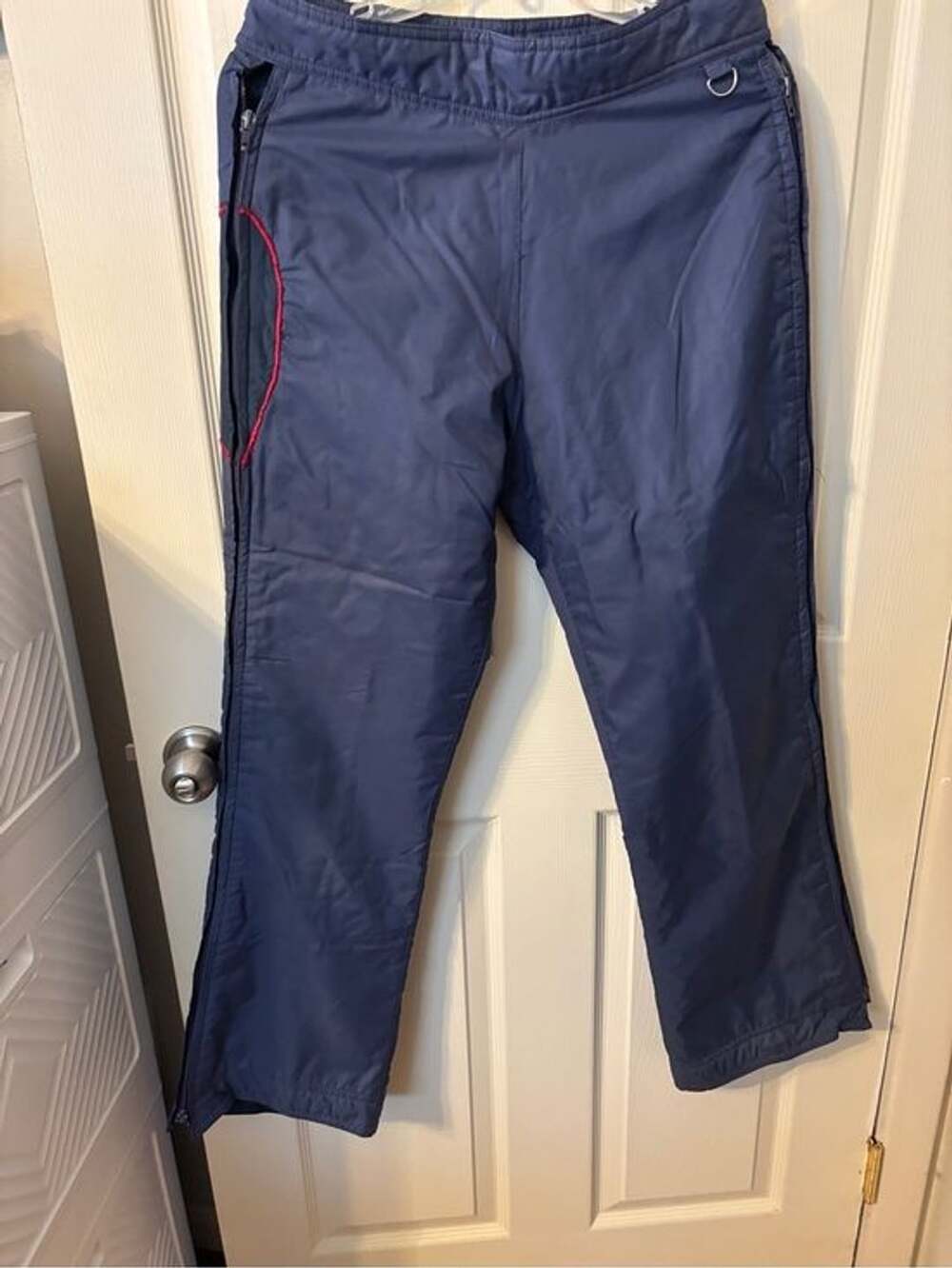 Vintage Women's L SKYR navy insulated snow pants side zip Retro